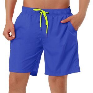 Beach Shorts Drawstring Surfing Mesh Lining Swimwear Board Shorts Dark Blue